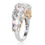 side view of white topaz seven stone ring in two-tone 18k yellow gold and rhodium over sterling silver