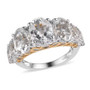 front view of white topaz seven stone ring in two-tone 18k yellow gold and rhodium over sterling silver