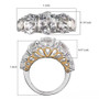 white topaz seven stone ring in two tone 18k yellow gold and rhodium over sterling silver scale measurements