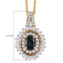 full view of indicolite tourmaline and moissanite pendant necklace in 18k yellow gold over sterling silver