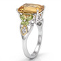 side view of citrine multi gemstone butterfly ring in rhodium and 18k yellow gold over sterling silver