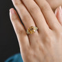 citrine multi gemstone butterfly ring in rhodium and 18k yellow gold over sterling silver worn on a hand