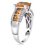 side view of citrine and zircon ring in rhodium over sterling silver