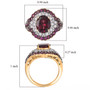 rhodolite garnet and zircon halo ring in 18k yellow gold over sterling silver shown for size comparison