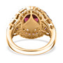 back view of rhodolite garnet and zircon halo ring in 18k yellow gold over sterling silver