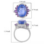color change fluorite and multi gem fancy halo ring in rhodium over sterling silver scale measurements