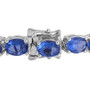 clasp detail of color change fluorite oval tennis bracelet in rhodium over sterling silver