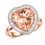 heart morganite and diamond halo ring in rose gold