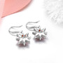 back view of garnet and chrome diopside fishhook earrings in rhodium over 925 sterling silver