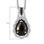 elite shungite black spinel and white zircon pear double halo pendant necklace in rhodium over sterling silver shown for size comparison