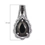 elite shungite black spinel pear double halo drop earrings in rhodium over sterling silver shown for size comparison