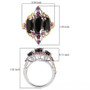 elite shungite and rhodolite garnet three stone ring in two-tone 18k yellow gold and rhodium over sterling silver shown for size comparison