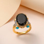 elite shungite multi gem statement ring in 18k vermeil yellow gold over sterling silver live studio