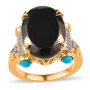 elite shungite multi gem statement ring in 18k vermeil yellow gold over sterling silver front