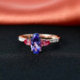 tanzanite pink spinel and moissanite three stone ring in 18k vermeil rose gold over sterling silver live studio