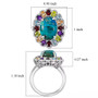 shadowkite and multi gemstone oval halo ring in rhodium over sterling silver shown for size comparison