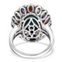 shadowkite and multi gemstone oval halo ring in rhodium over sterling silver