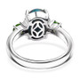 shadowkite and chrome diopside three stone ring in rhodium over sterling silver