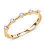 front view of moissanite stackable three ring set in 10k yellow gold