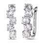 front view of white topaz wavy j-hoop earrings in rhodium over sterling silver
