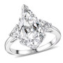front view of white topaz pear ring in rhodium over sterling silver