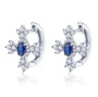 sapphire and white zircon earrings in rhodium over 925 sterling silver