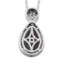 back view of mystic topaz iolite and zircon pear infinity halo pendant necklace in rhodium over sterling silver