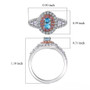 santa maria aquamarine pink sapphire and moissanite double halo ring in rhodium over sterling silver shown for size comparison