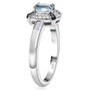 santa maria aquamarine blue and white diamond ring in rhodium over sterling silver side profile