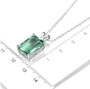 green fluorite emerald cut pendant necklace in rhodium over sterling silver shown for size comparison