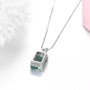 back view of green fluorite emerald cut pendant necklace in rhodium over sterling silver