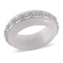 front view of white jade band ring in rhodium over sterling silver