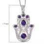 amethyst and zircon hamsa pendant necklace in rhodium over sterling silver shown for size comparison
