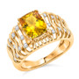 front view of yellow apatite and moissanite 18k vermeil yellow gold over sterling silver ring