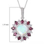 ethiopian opal rhodolite garnet and zircon pendant necklace in rhodium over sterling silver shown for size comparison