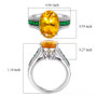 yellow apatite oval emerald and moissanite ring in rhodium over sterling silver shown for size comparison