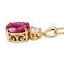 side view of lab pink and white sapphire pendant necklace in 18k rose gold over sterling silver