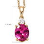 lab pink and white sapphire pendant necklace in 18k rose gold over sterling silver shown for size comparison