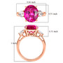 lab pink and white sapphire ring in 18k rose gold over sterling silver shown for size comparison