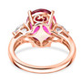 back view of lab pink and white sapphire ring in 18k rose gold over sterling silver
