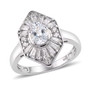 front view of white topaz halo ring in rhodium over sterling silver