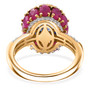 back view of kyanite multi gemstone halo ring in 18k yellow gold over sterling silver