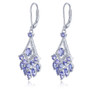 tanzanite and white zircon dangle earrings in rhodium over sterling silver