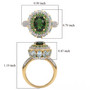 chrome diopside multi gemstone halo ring in 18k yellow gold over sterling silver shown for size comparison
