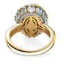 back view of chrome diopside multi gemstone halo ring in 18k yellow gold over sterling silver