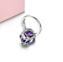 full view of amethyst garnet and chrome diopside ring in rhodium over sterling silver