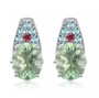 green fluorite pink tourmaline and apatite earrings in rhodium over 925 sterling silver