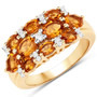 citrine and white topaz cluster ring in 18k yellow gold over sterling silver