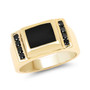 black onyx black gemstone ring in rhodium over sterling silver