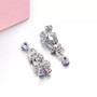 full view of multi gemstone dangle earrings in rhodium over sterling silver